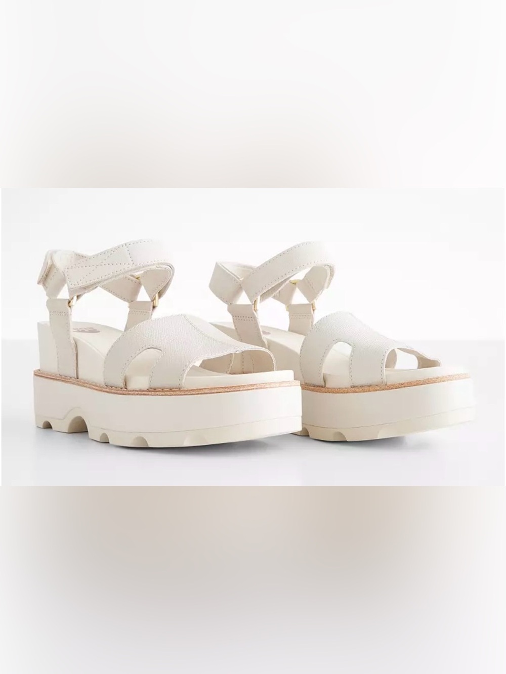 Sorel Joanie IV Wedge Leather Sandal in chalk chalk retail 140 size 11